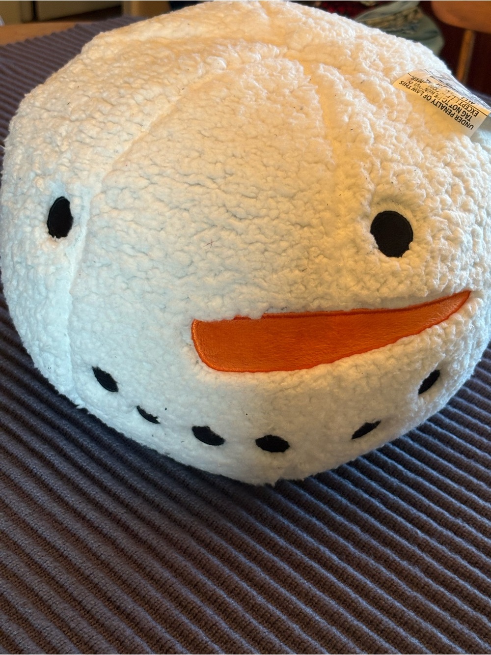 NWT White Sherpa Snowman Face Pillow with Orange Nose